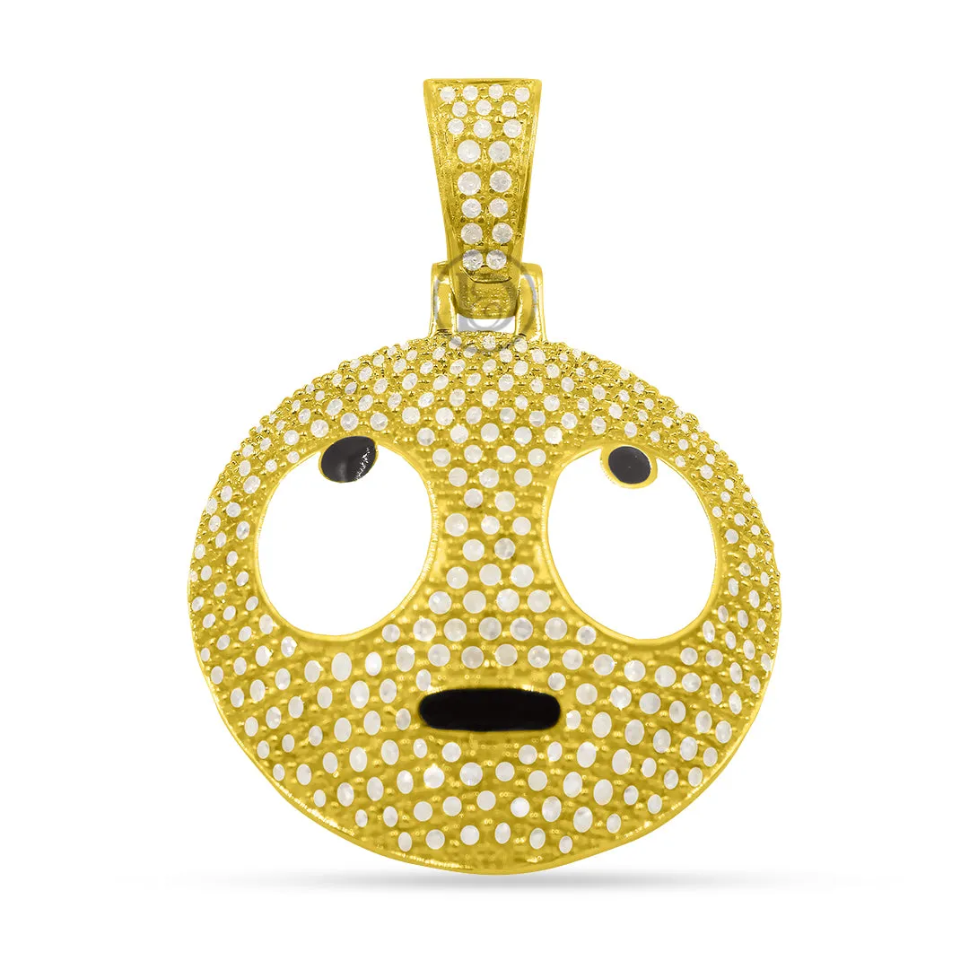 10K Yellow Gold Eye Roll Emoji Pendant With 0.85CT Diamonds