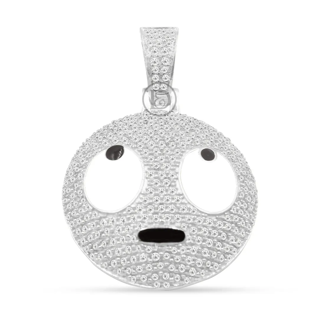 10K Yellow Gold Eye Roll Emoji Pendant With 0.85CT Diamonds