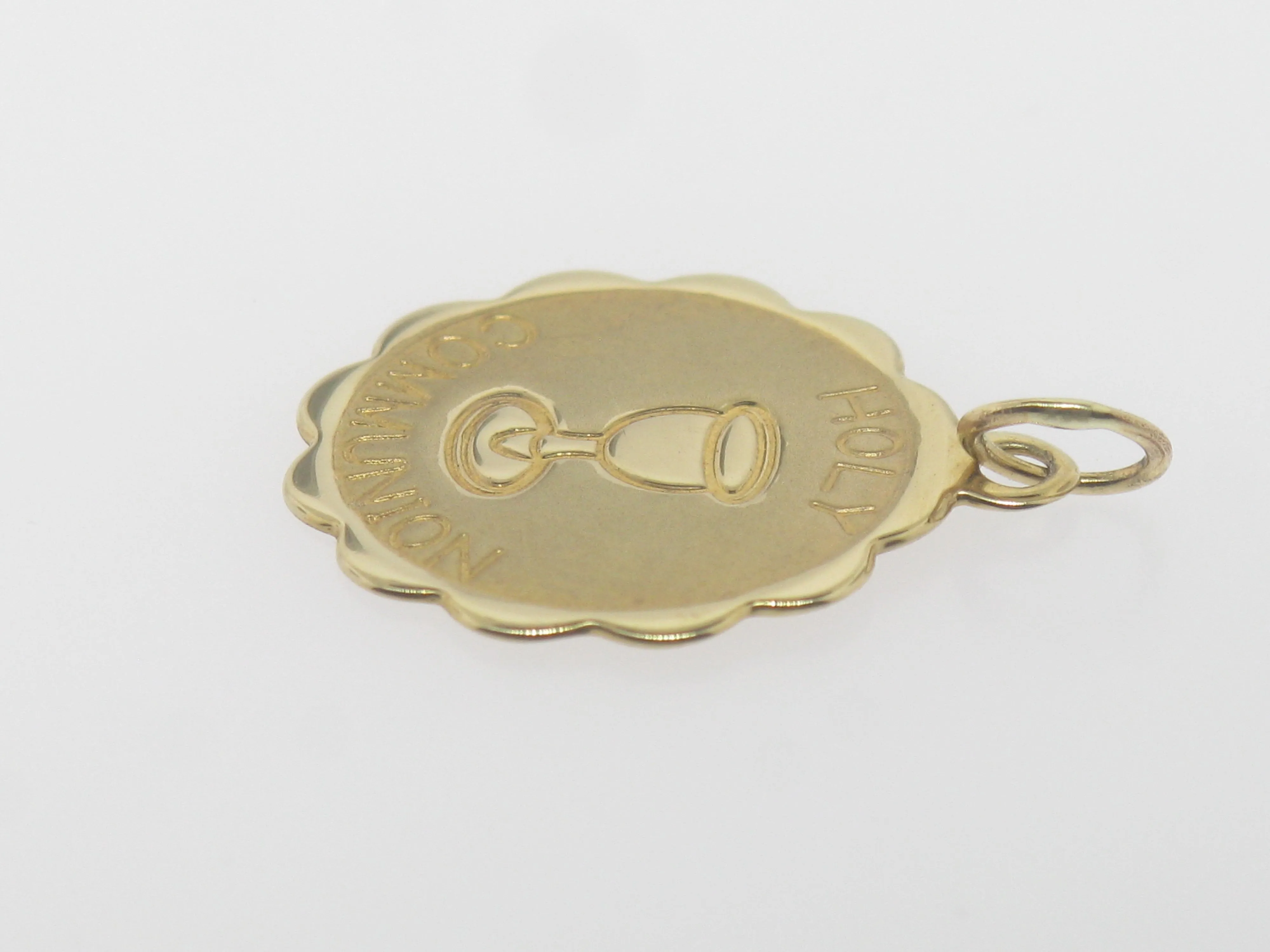 14K Yellow Gold Holy Communion Disc Medal Pendant