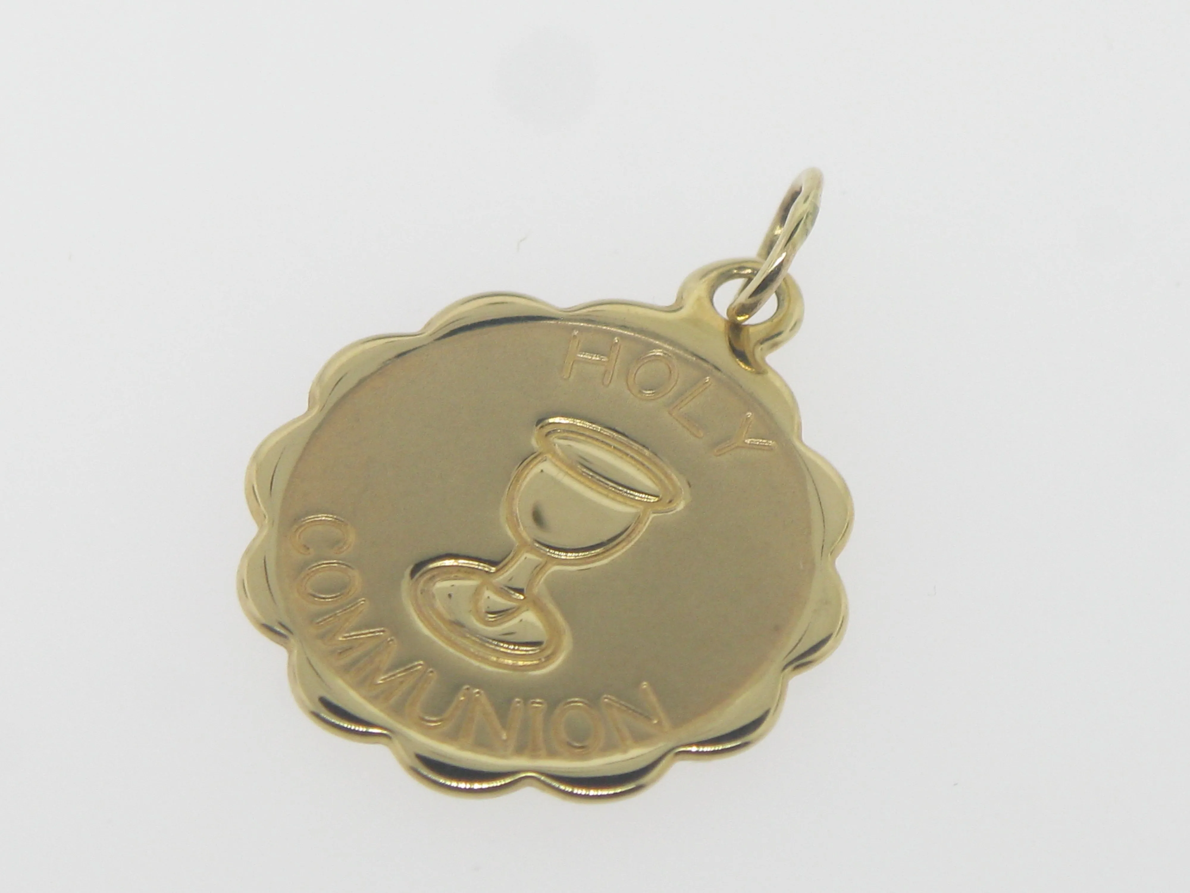 14K Yellow Gold Holy Communion Disc Medal Pendant