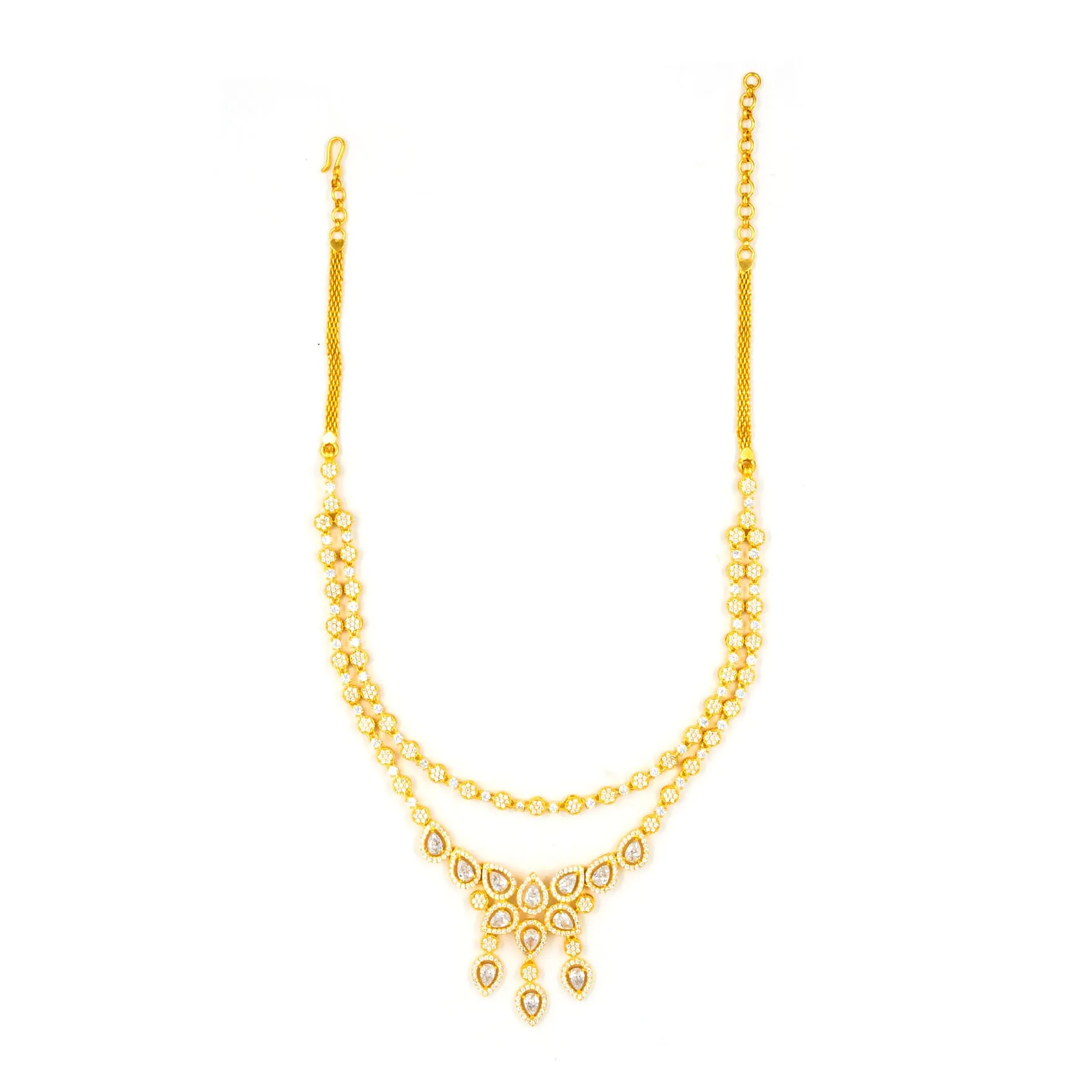 24ct Gold Plated Stone Necklace with stud PMSNS4W-0021, PMSHST14W-052