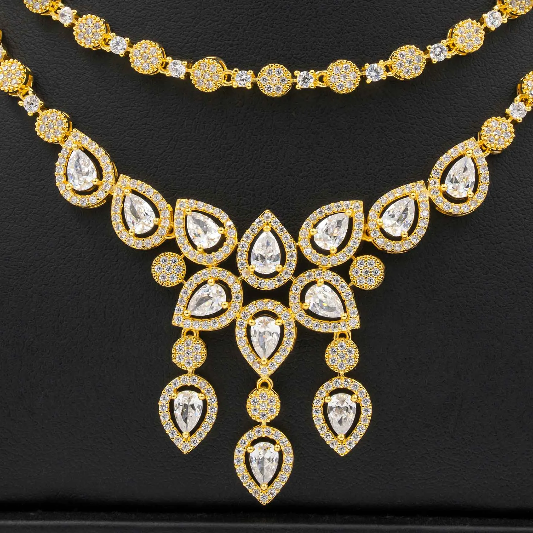 24ct Gold Plated Stone Necklace with stud PMSNS4W-0021, PMSHST14W-052