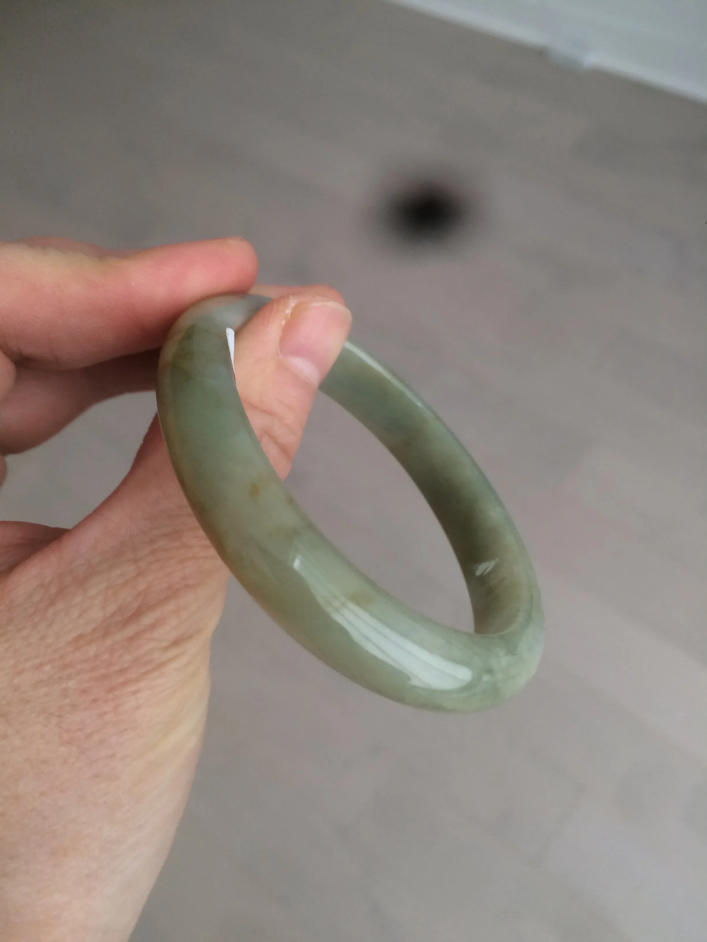 49.5mm Certified Type A 100% Natural yellow/gray/green Jadeite Jade bangle AF80-5002