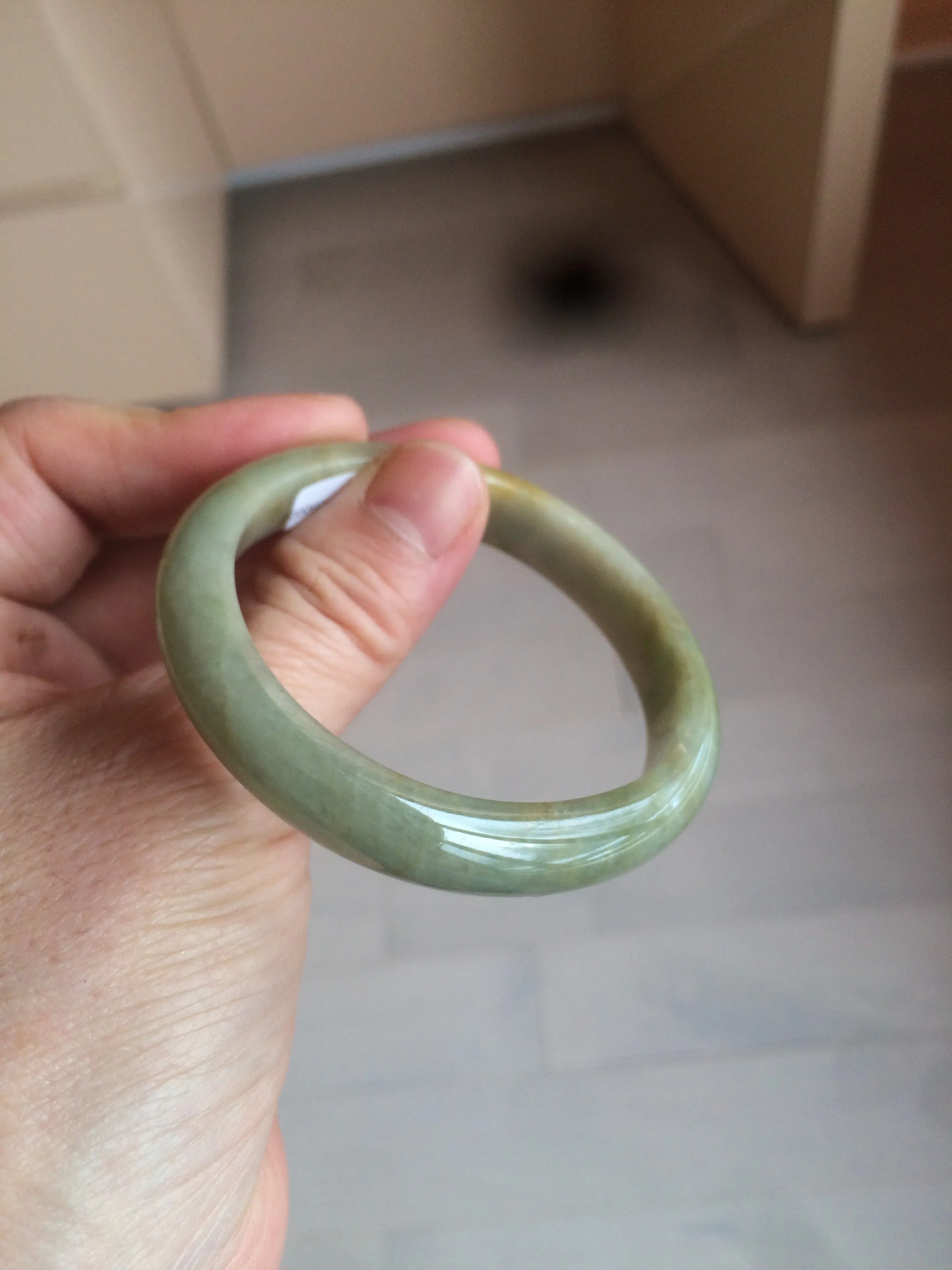 49.5mm Certified Type A 100% Natural yellow/gray/green Jadeite Jade bangle AF80-5002