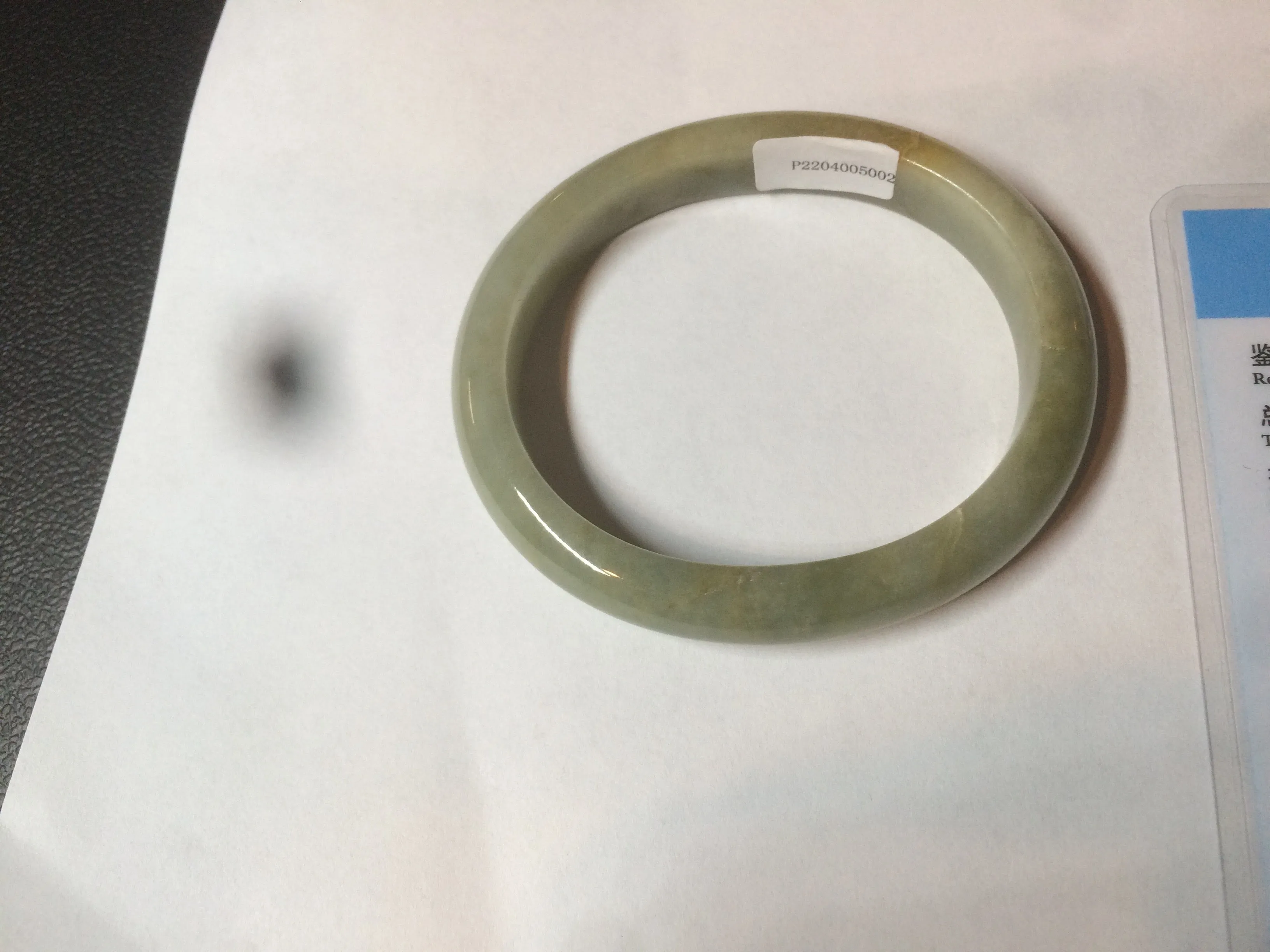 49.5mm Certified Type A 100% Natural yellow/gray/green Jadeite Jade bangle AF80-5002