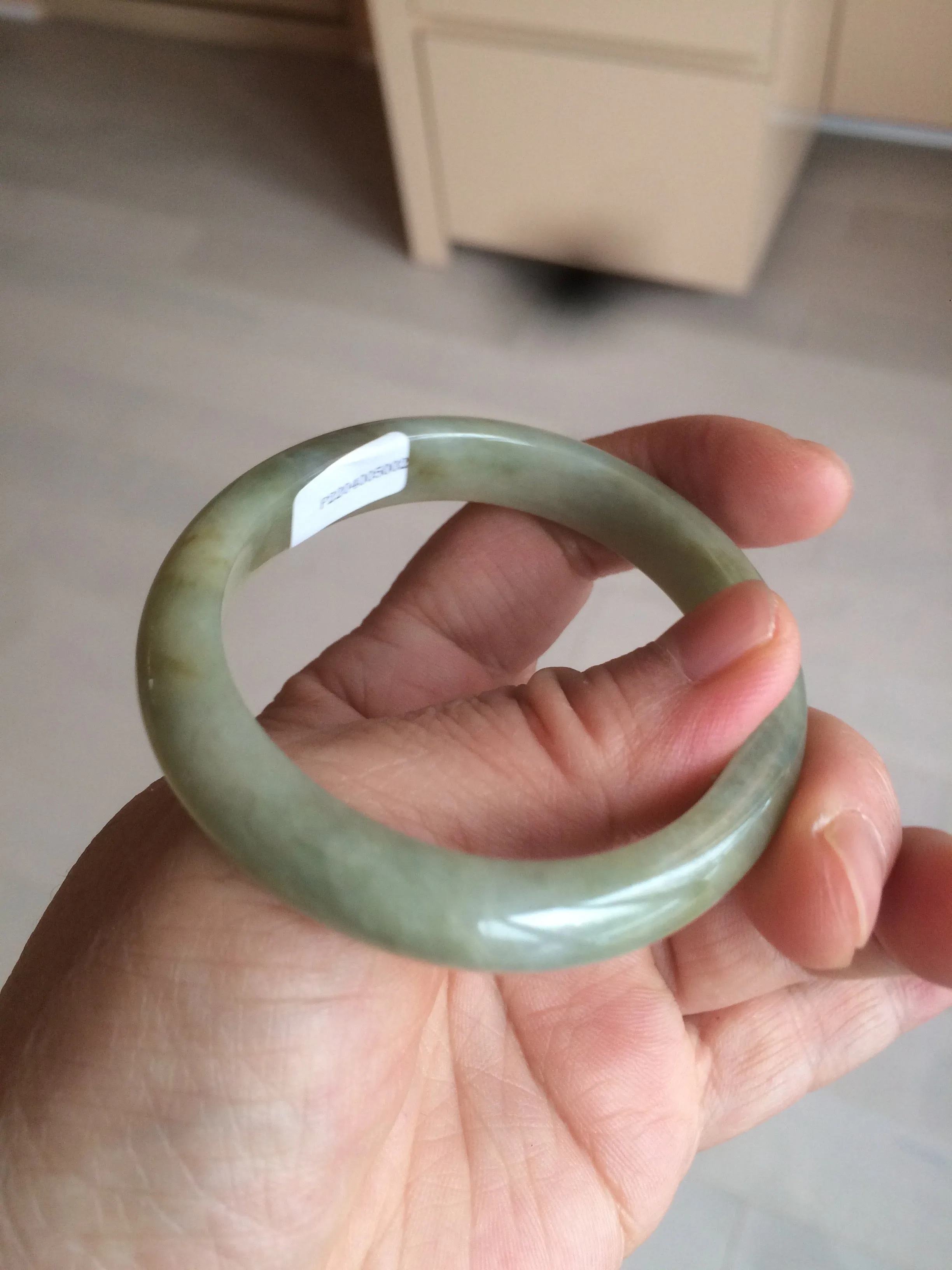 49.5mm Certified Type A 100% Natural yellow/gray/green Jadeite Jade bangle AF80-5002