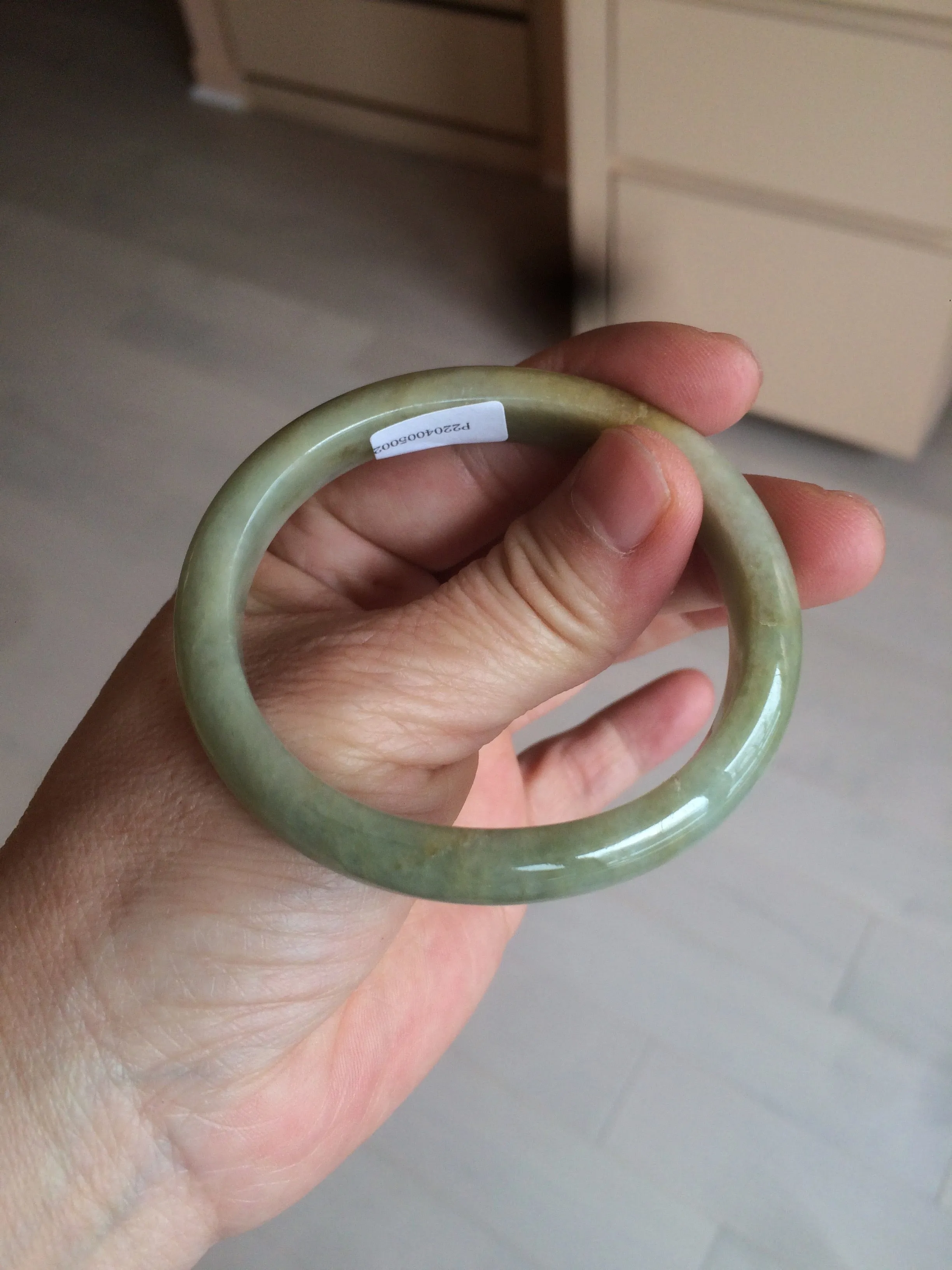 49.5mm Certified Type A 100% Natural yellow/gray/green Jadeite Jade bangle AF80-5002