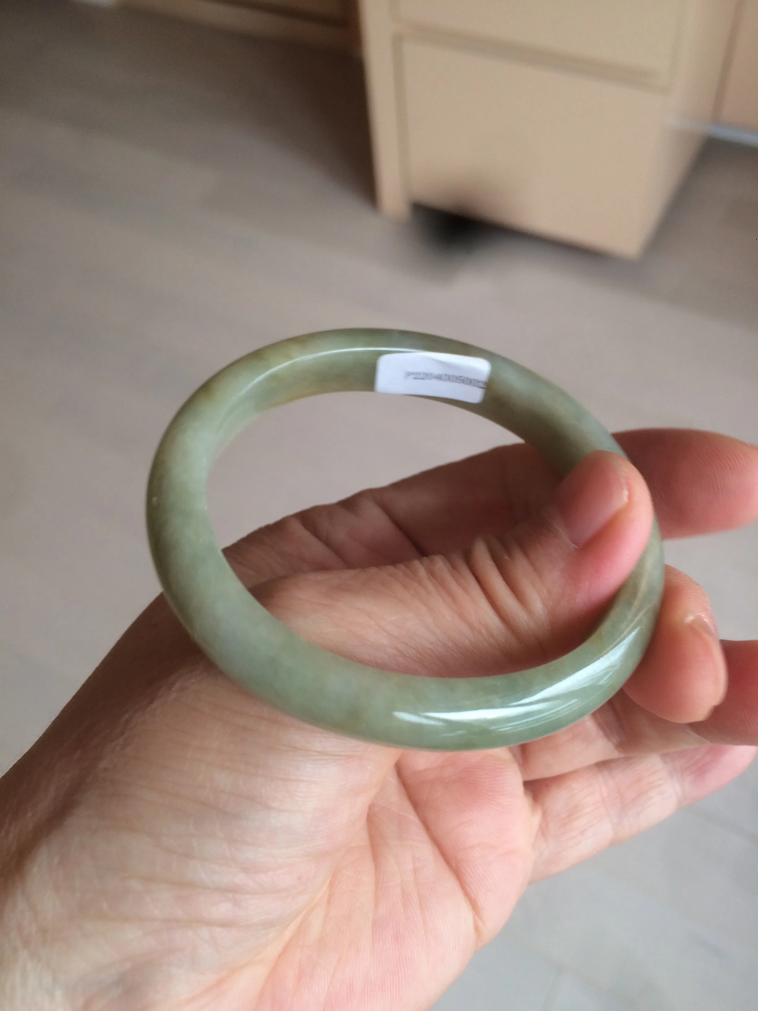 49.5mm Certified Type A 100% Natural yellow/gray/green Jadeite Jade bangle AF80-5002
