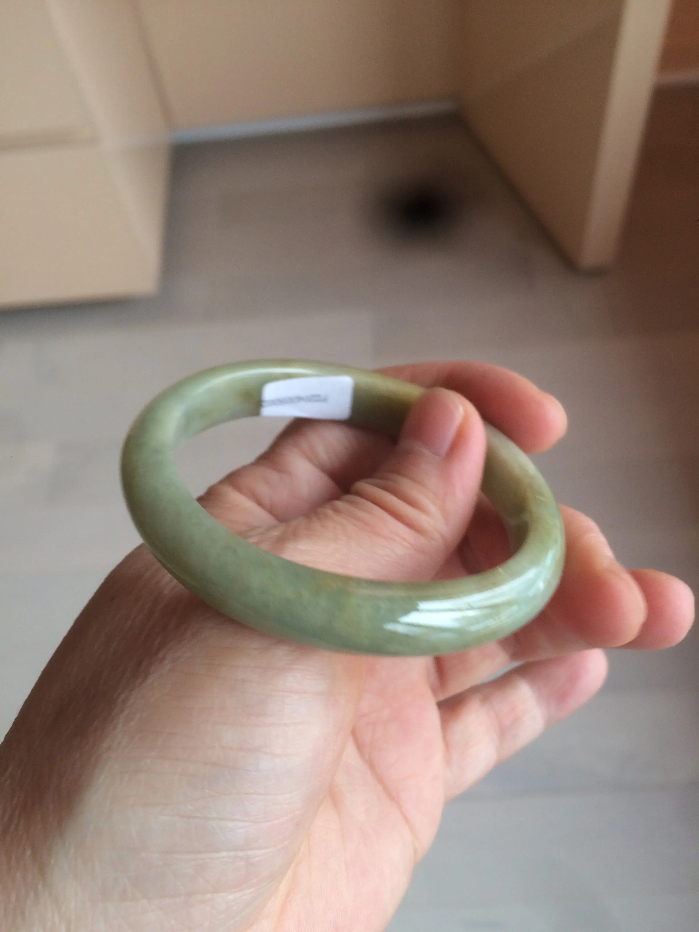 49.5mm Certified Type A 100% Natural yellow/gray/green Jadeite Jade bangle AF80-5002