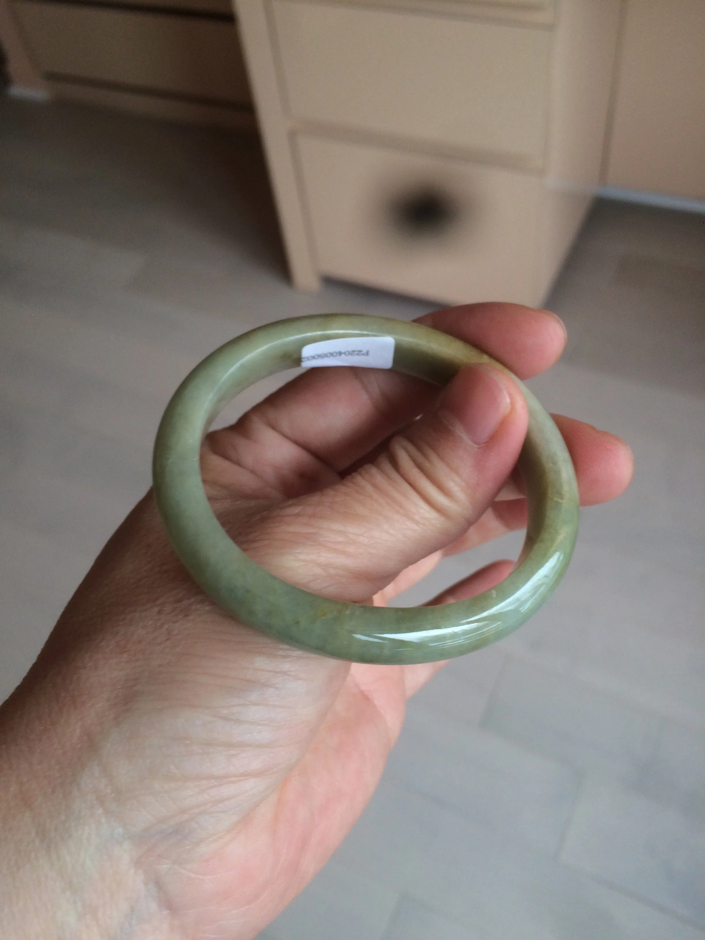 49.5mm Certified Type A 100% Natural yellow/gray/green Jadeite Jade bangle AF80-5002