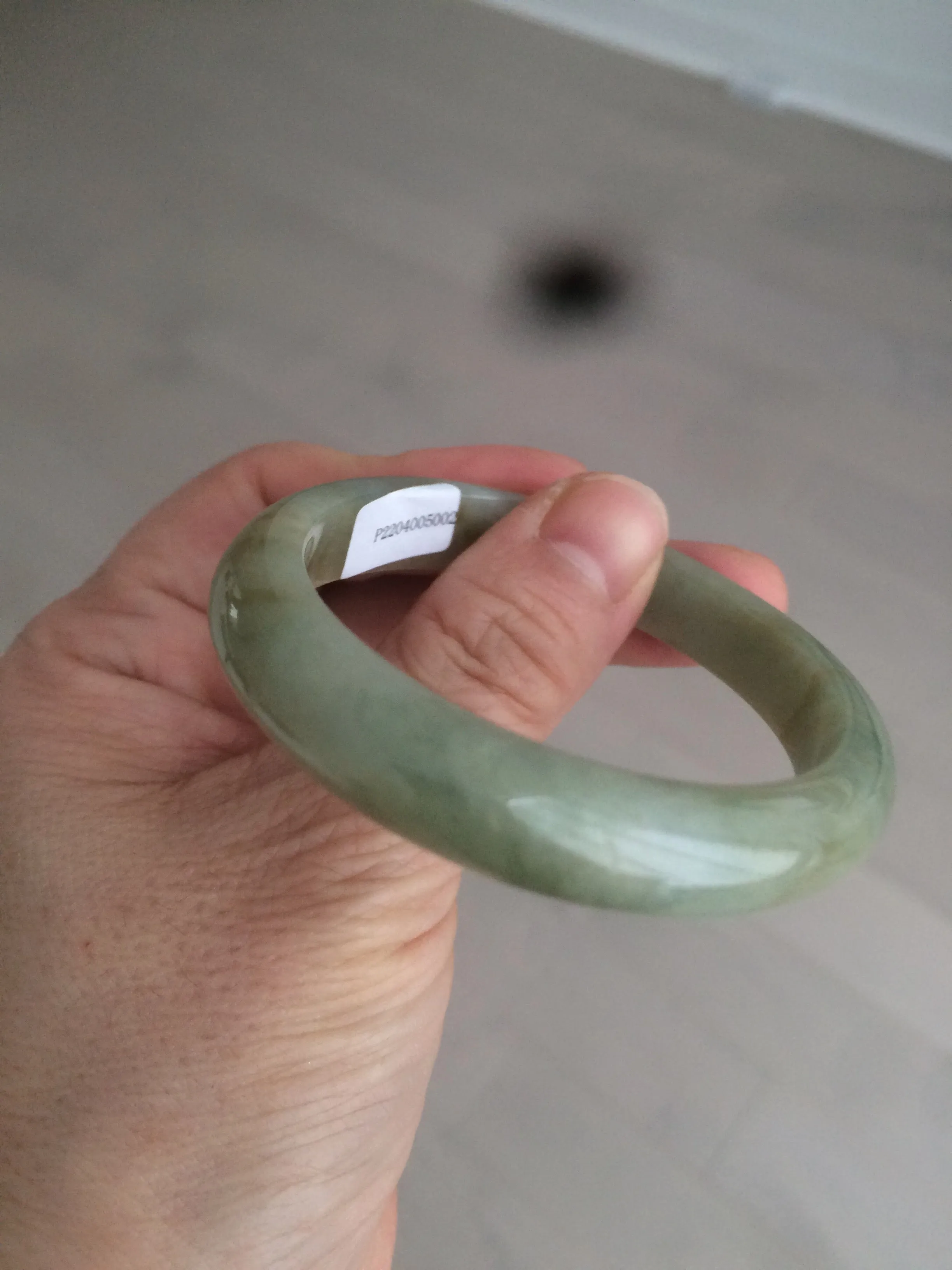49.5mm Certified Type A 100% Natural yellow/gray/green Jadeite Jade bangle AF80-5002