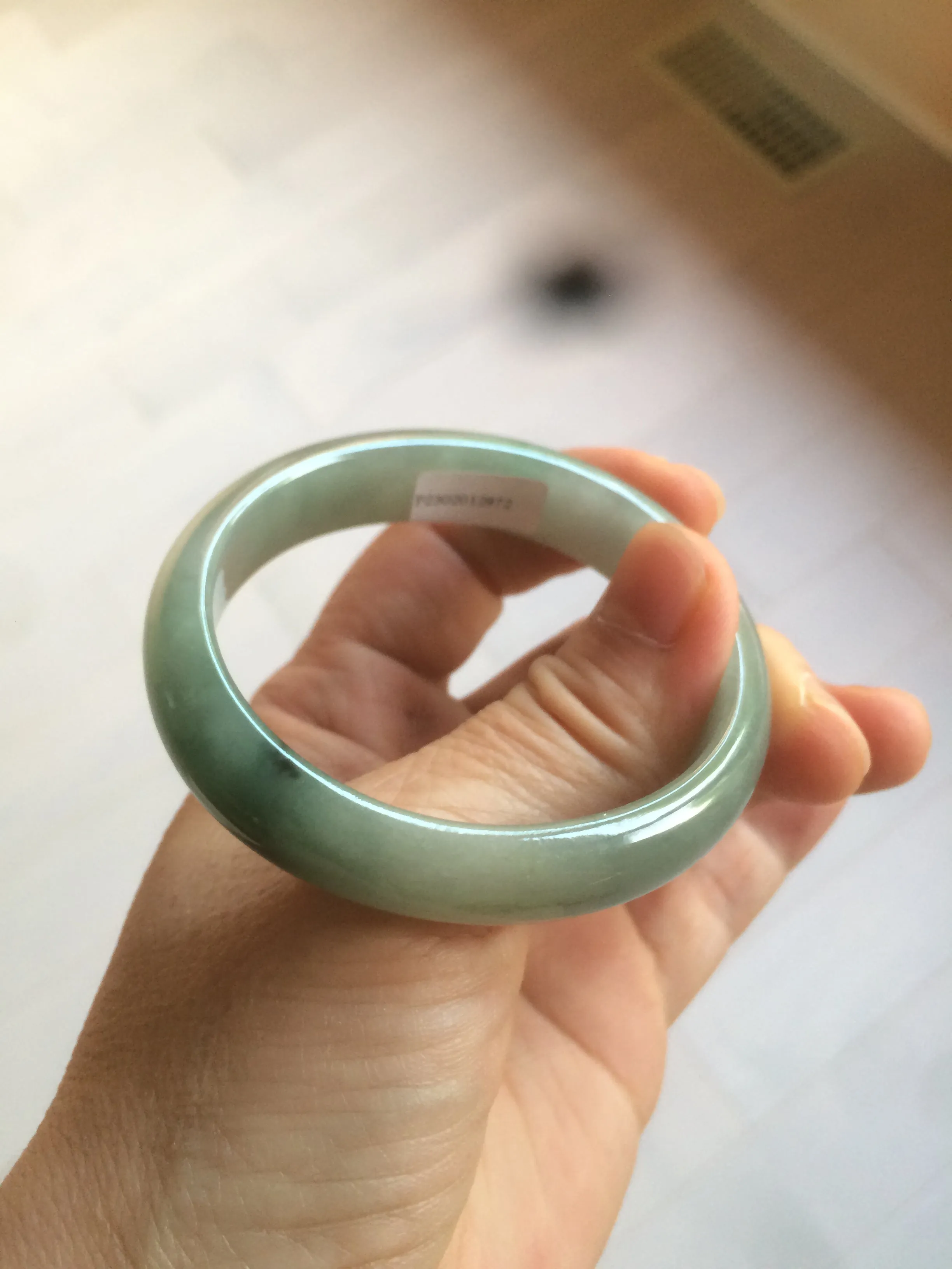 49mm Certified Type A 100% Natural dark green/gray oval Jadeite Jade bangle AX4-2872