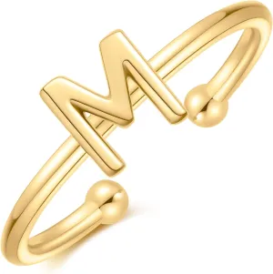 925 Sterling Silver Rings - Adjustable Initial & Stackable Cute Rings for Women - Jewelry Gifts