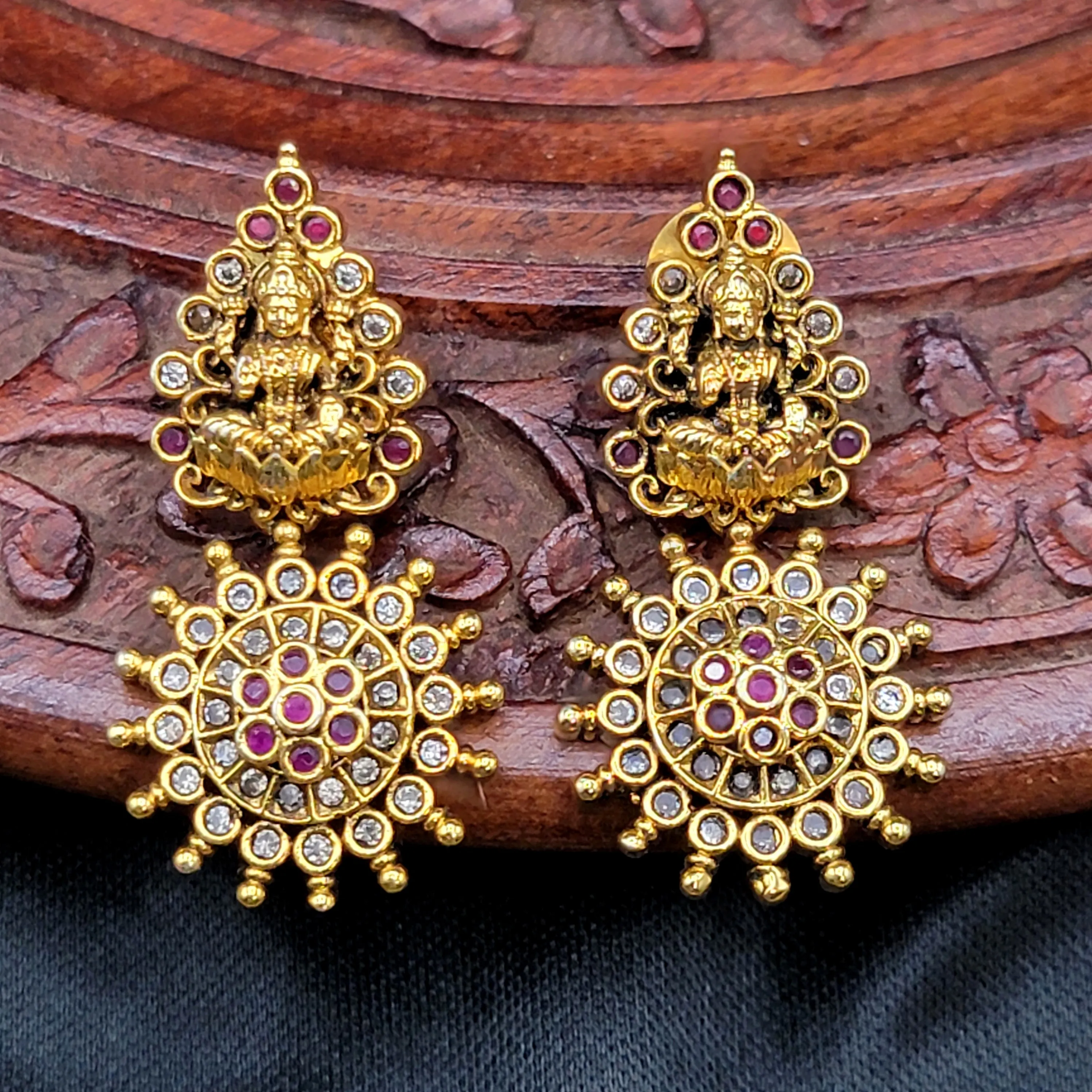 Brass Naakshi Peacock Coin Lakshmi Necklace Temple Jewelry Set