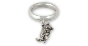 Cat Jewelry Sterling Silver Handmade Cat Ring  CT601X-CR