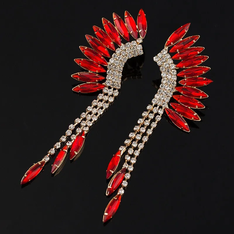 Crystal Rhinestone Tassel Fringe Earrings