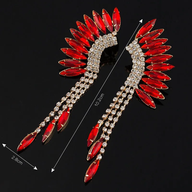 Crystal Rhinestone Tassel Fringe Earrings