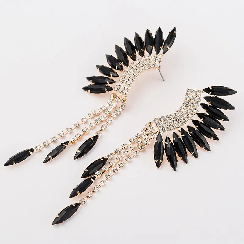 Crystal Rhinestone Tassel Fringe Earrings