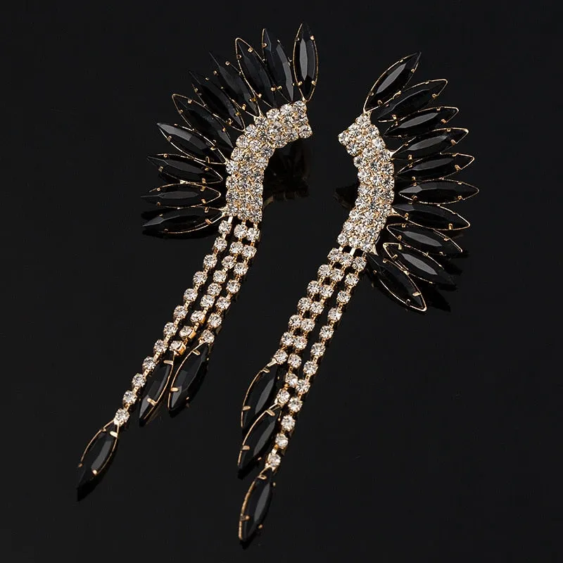 Crystal Rhinestone Tassel Fringe Earrings