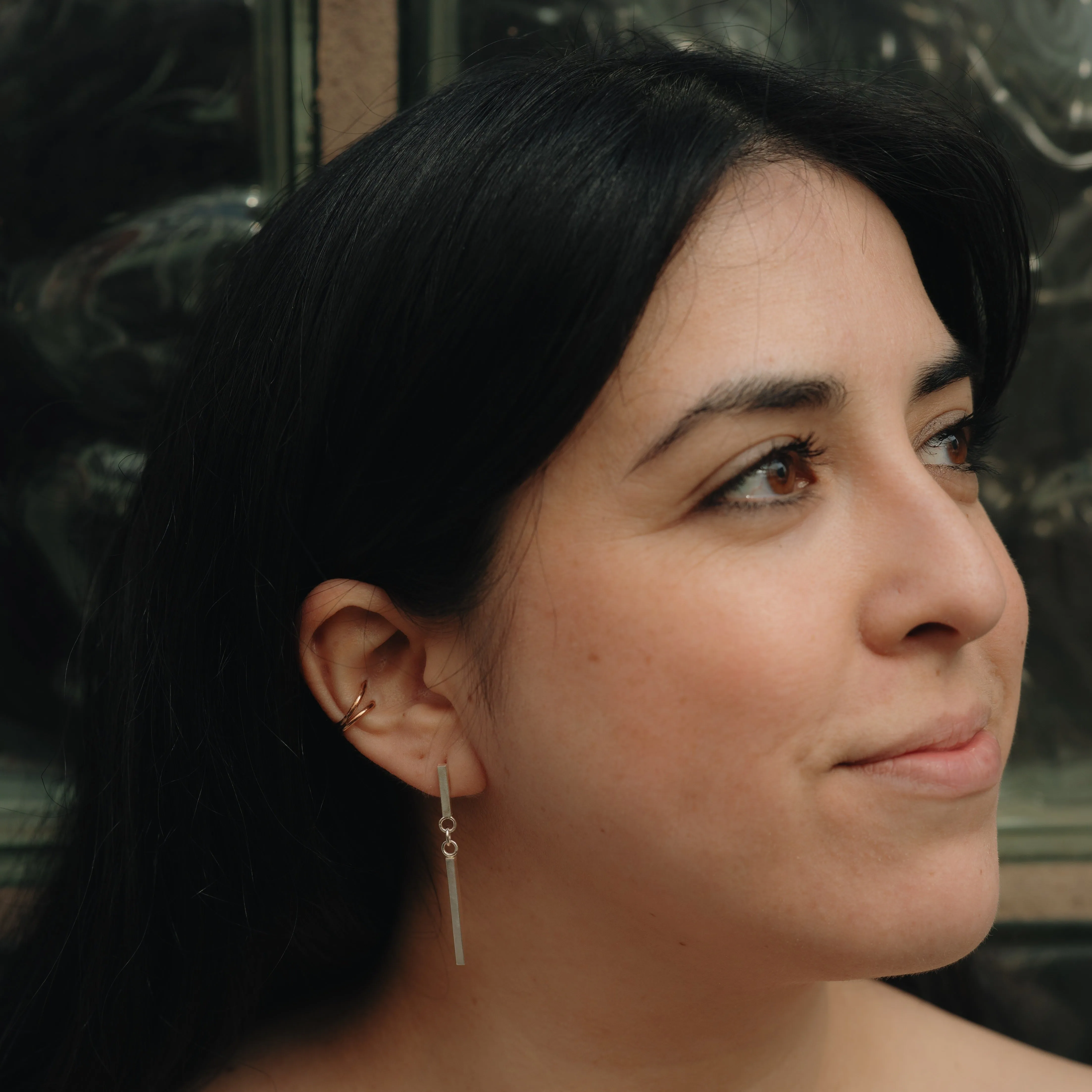 Double Bar Swing Earrings in Sterling Silver