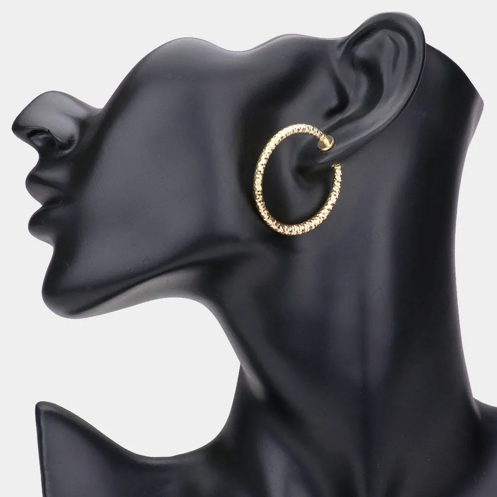 iLLASPARKZ 1.25" Textured Metal Hoop Clip on Earrings