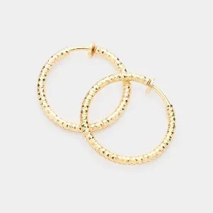 iLLASPARKZ 1.25" Textured Metal Hoop Clip on Earrings