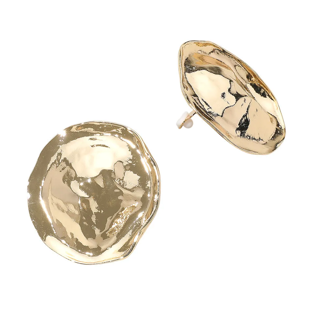 iLLASPARKZ Hammered Metal Disc Clip On Earrings
