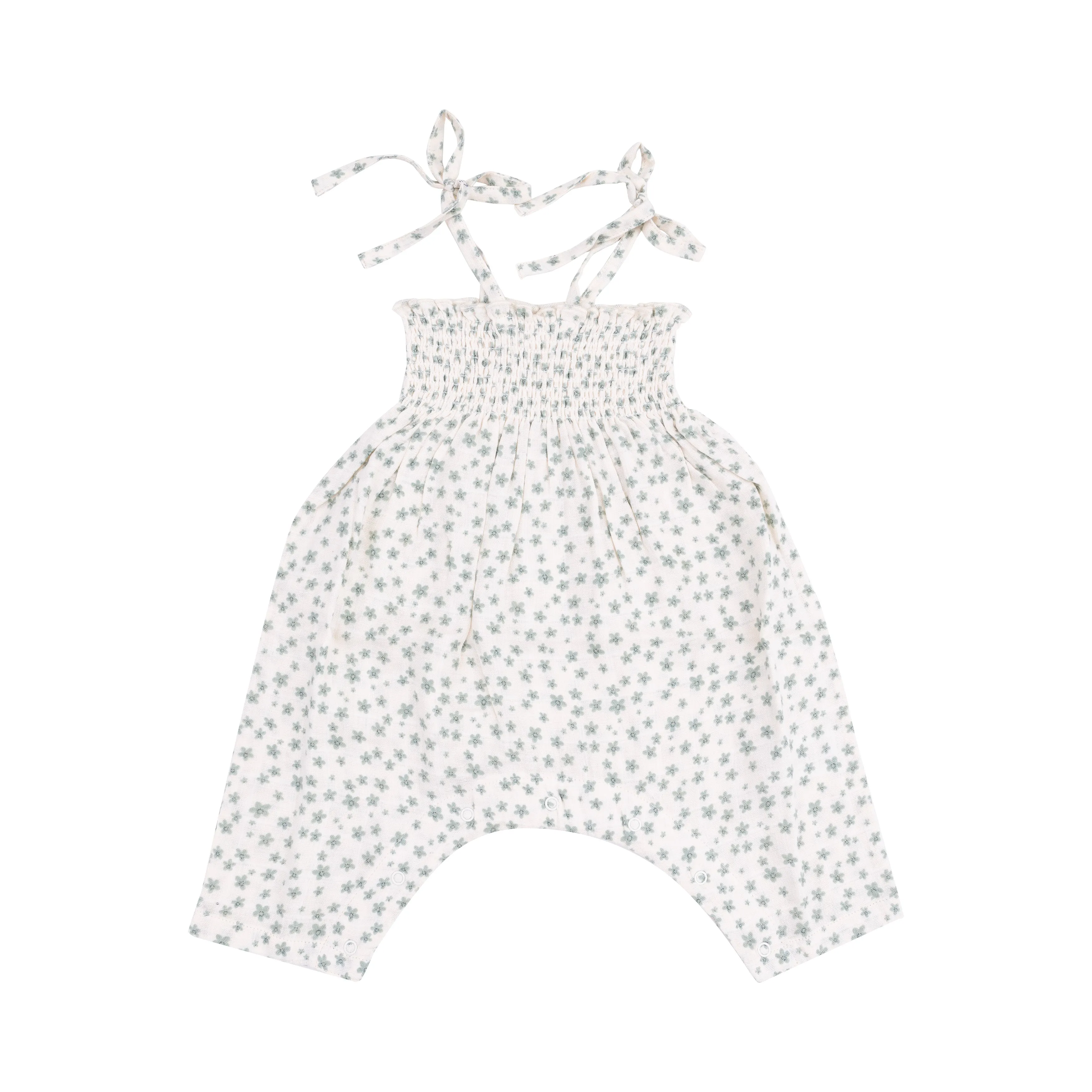 Jadeite Simple Floral Smocked Romper