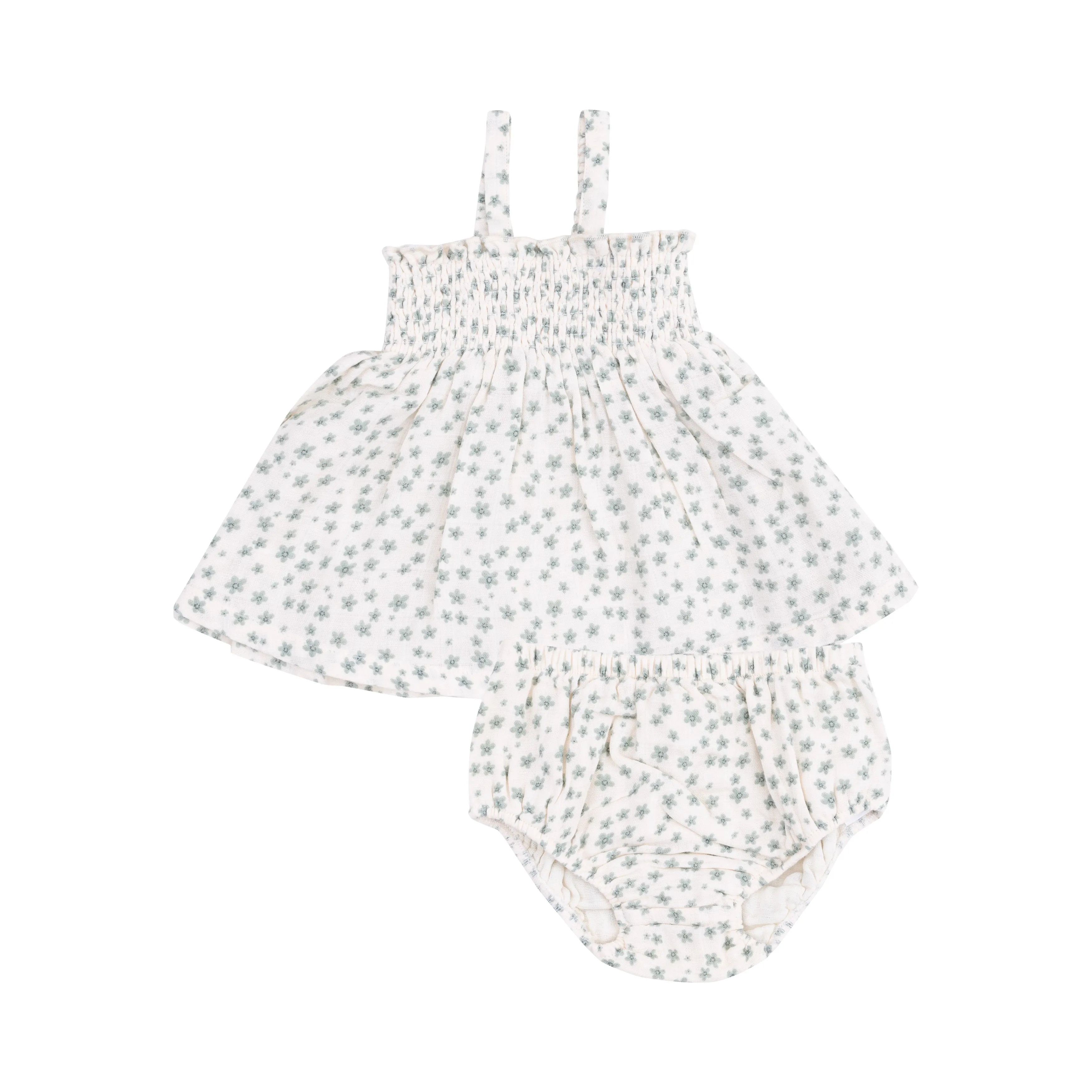 Jadeite Simple Floral Smocked Top & Bloomer
