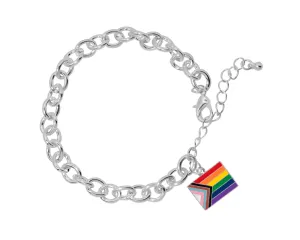 "Progress Pride" Flag by Daniel Quasar Chunky Charm Bracelets