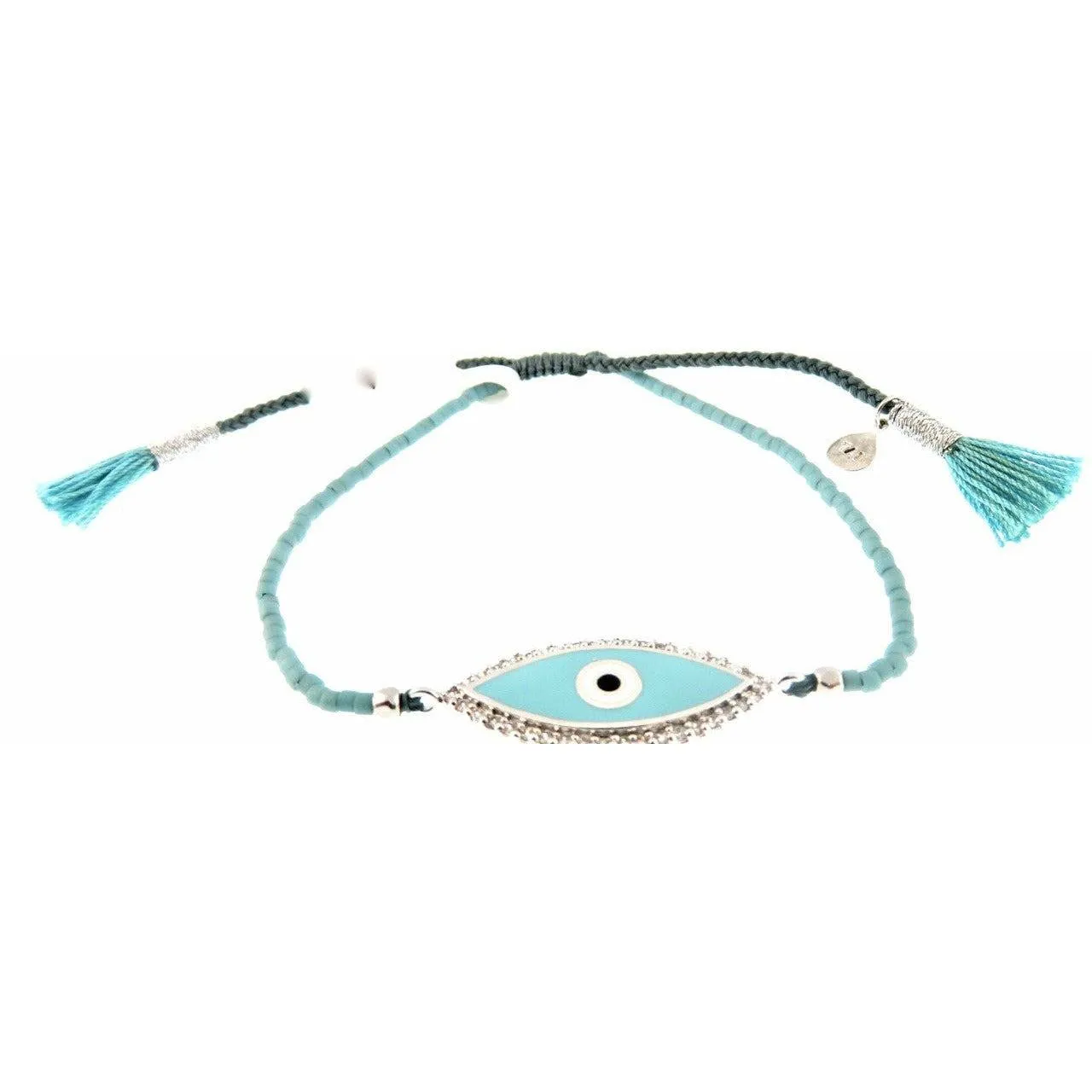 TAI Braided Silk Cord Bracelet Turquoise Evil Eye