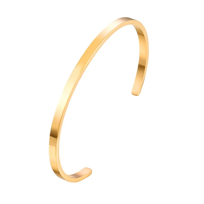 Unisex Simple Stainless Steel Opening Bangle Bracelet