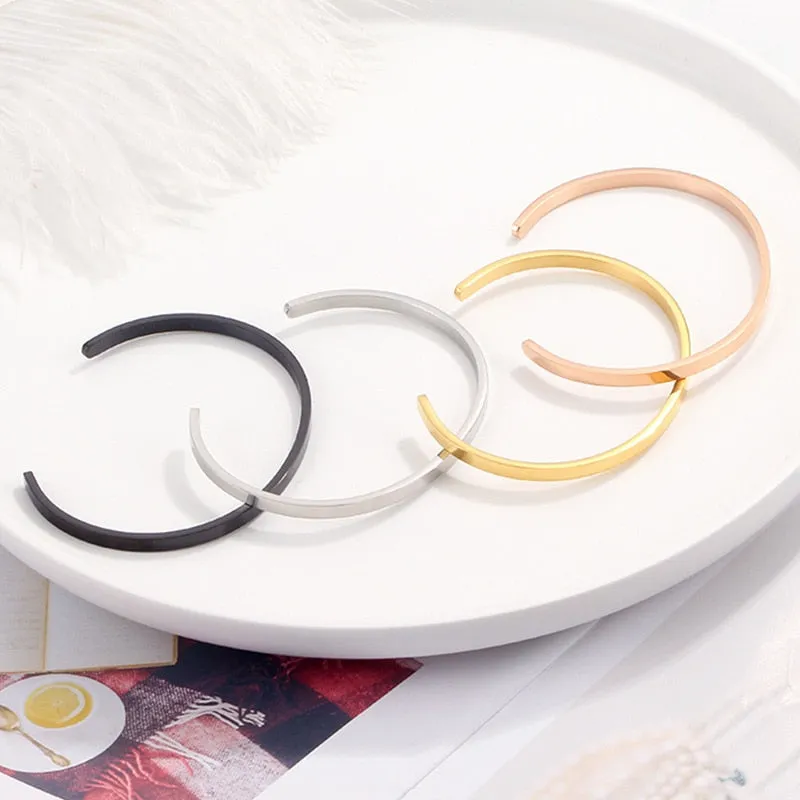 Unisex Simple Stainless Steel Opening Bangle Bracelet