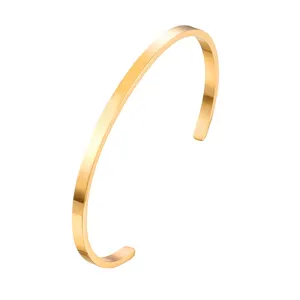 Unisex Simple Stainless Steel Opening Bangle Bracelet
